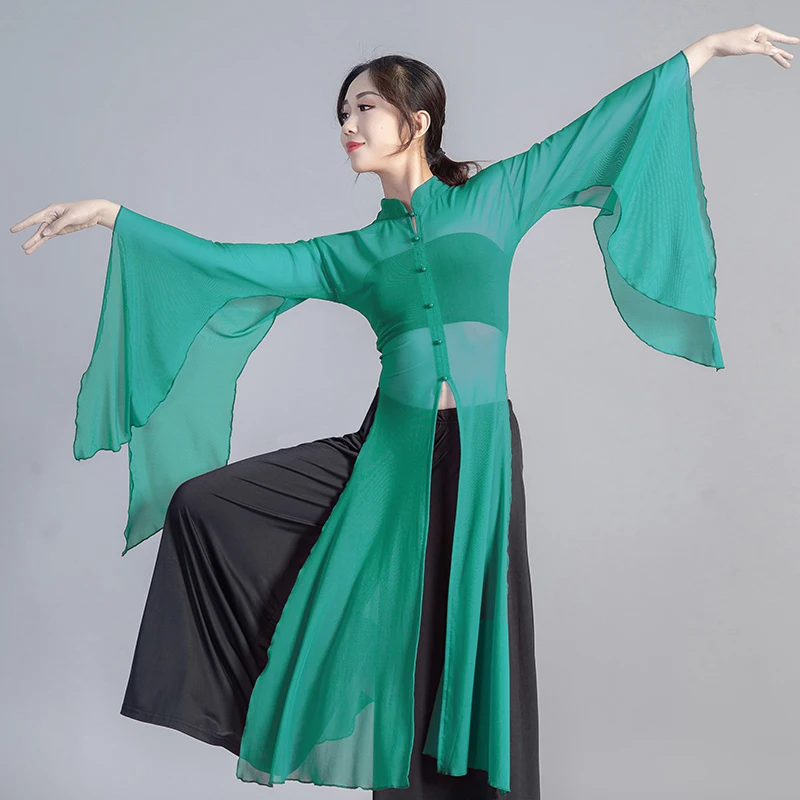 Top a maniche larghe da danza classica Stile cinese Tradizionale ed elegante Pratica Hanfu Camicetta Costume da danza moderna da fata femminile