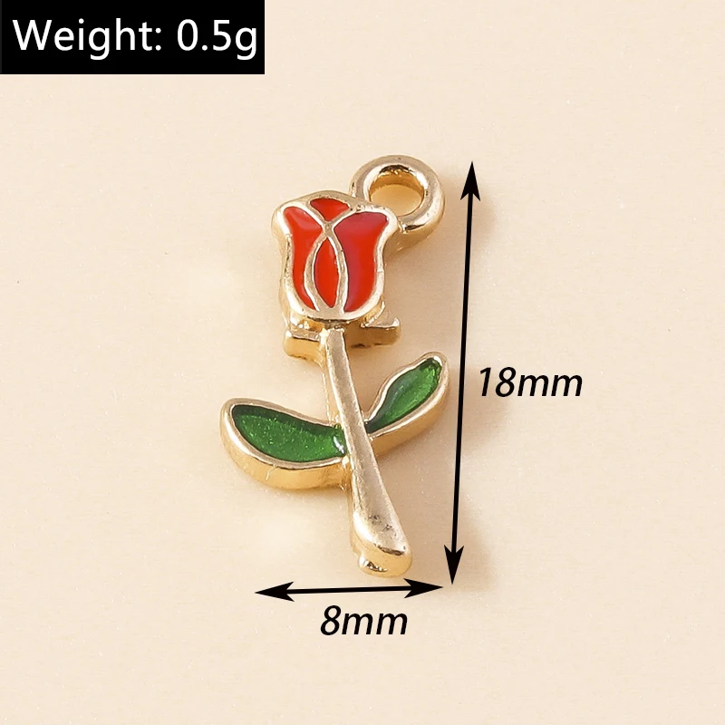 20 Stück niedliche Emaille-Rosenblüten-Anhänger für die Schmuckherstellung, geeignet für Ohrringe, Halsketten, Armbänder, DIY-Bastelarbeiten und Handwerksbedarf. – Detail 1