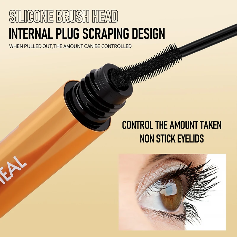 O'CHEAL Balck Mascara 3D Silk Thick Curly Lengthen Eyelashes Quick-Dry Not Easy To Smudge Gold Mascara Długotrwała, wodoodporna maskara do rzęs, zwiększająca objętość, wydłużająca i podkręcająca rzęsy, szybkoschnąca, odporna na rozmazywanie, w kolorze złotym.