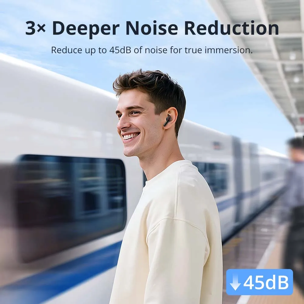 سماعات أذن Tronsmart Sounfii NC 2 Hybrid ANC سماعات أذن لاسلكية مع صوت عالي الدقة، بلوتوث 6.0، وقت تشغيل 40 ساعة، للمشي لمسافات طويلة، لهدايا الهالوين، اختيار جديد 2025 #3