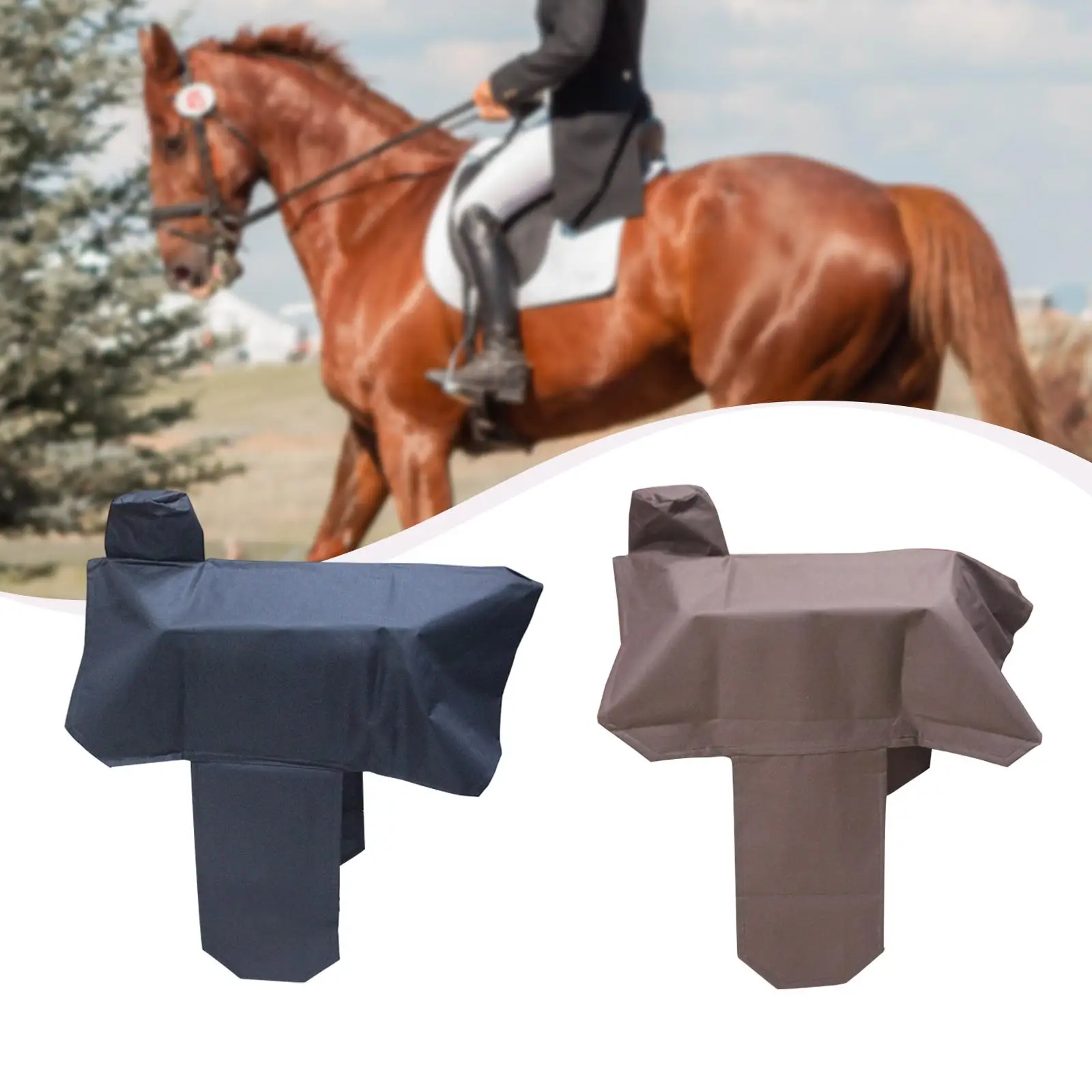 غطاء سرج الحصان، أربطة مرنة، غطاء حماية مقاوم للتآكل، قابل للغسل، ناعم مقاوم للماء، قماش أكسفورد، حماية السرج #4