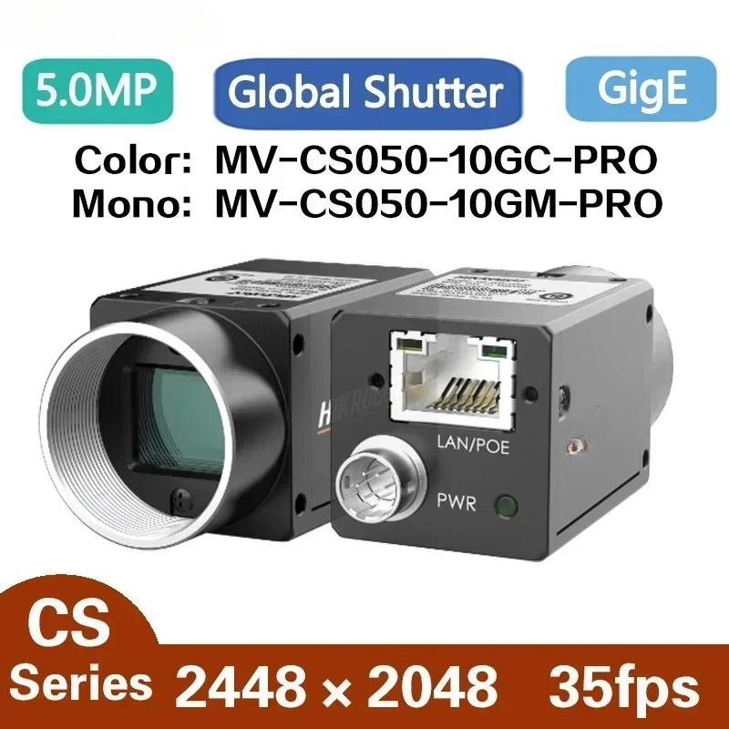 

MV-CS050-10GC/M-PRO 5.0MP 2/3" 24fps GigE Machine Vision Global Shutter Color Mono Area Scan Industrial IMX264
