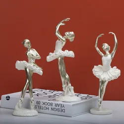 Ballerina Figurine Modern Statuette Ballet Girl Statue Desktop Ornament for Table Centerpiece Shelf Bedroom Bookshelf Home Decor
