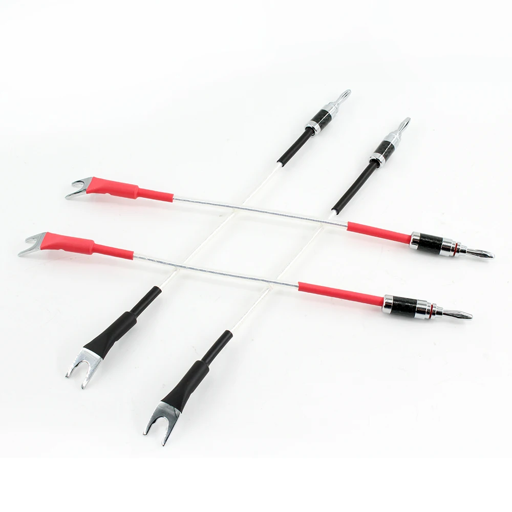 

Silver Plated Jumper Cable banana to spade plug Bridge wire speaker cable speaker wire cable