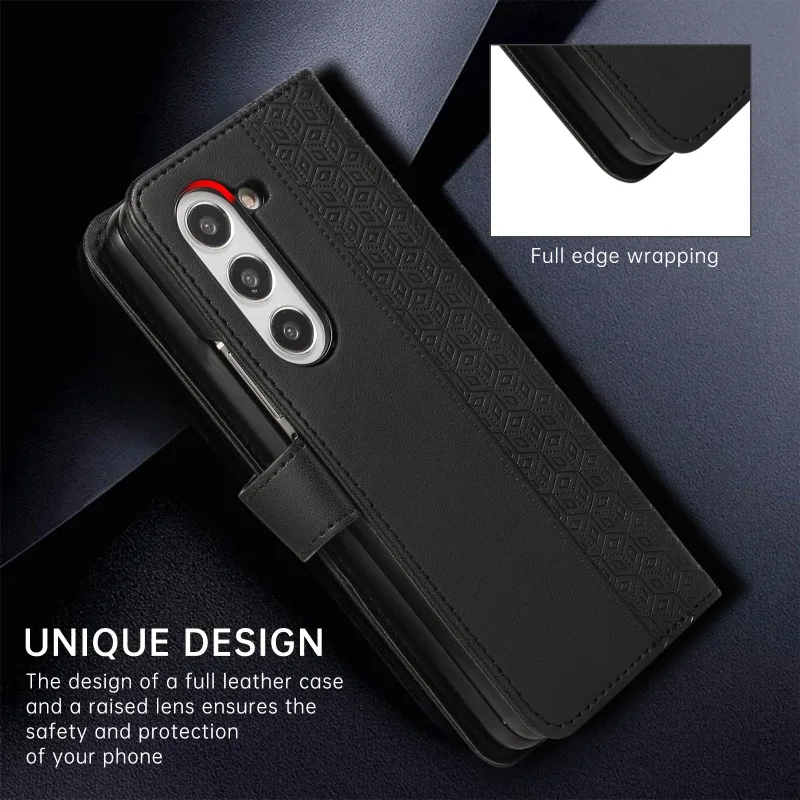 삼성 갤럭시 Z 폴드 7 6 5 4 3 5G 폴드7 폴드6 폴드5 가죽 플립 폰 케이스 (카드 수납 지갑형 보호 커버)