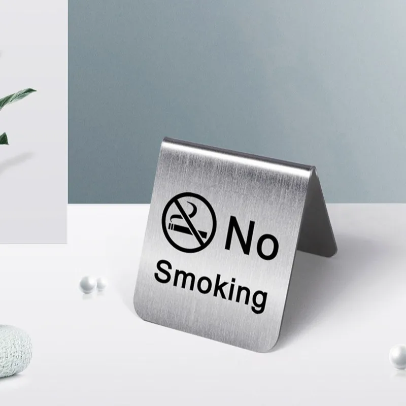 10 Pieces Stainless Steel Wedding Table Number Signs Double-Sided Table No Smoking Signs Stand Reserved Table Signs