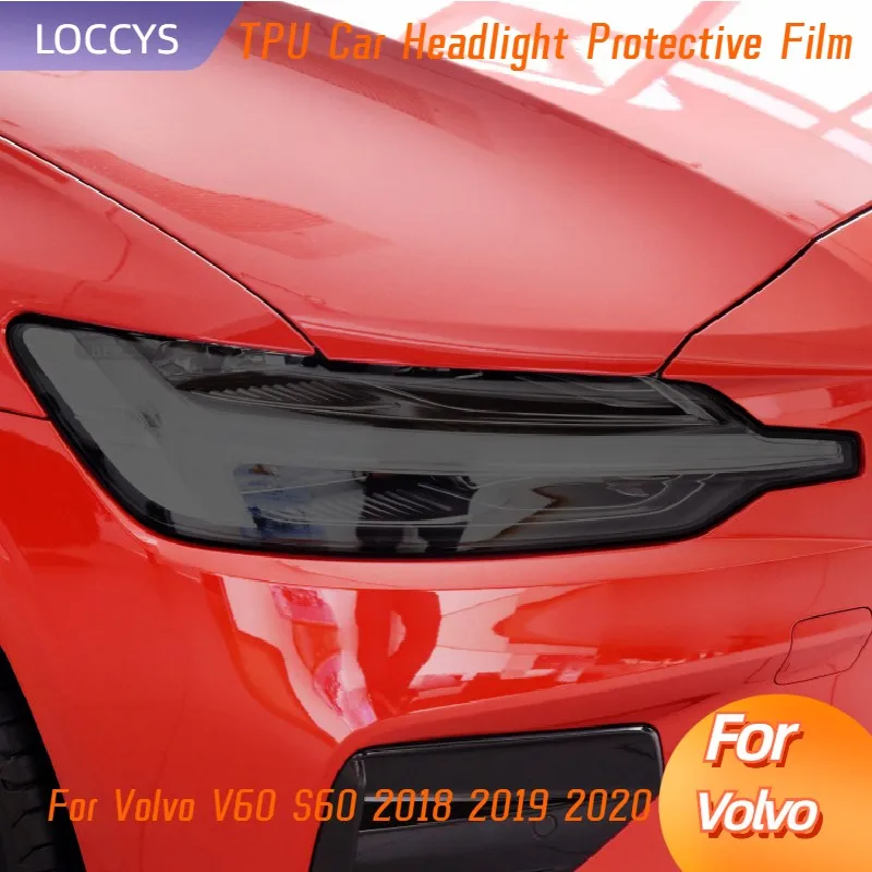 

For Volvo V60 S60 2018 2019 2020 Car Headlight Protective Tint Film Smoke Black Transparent TPU Light Sticker Accessories