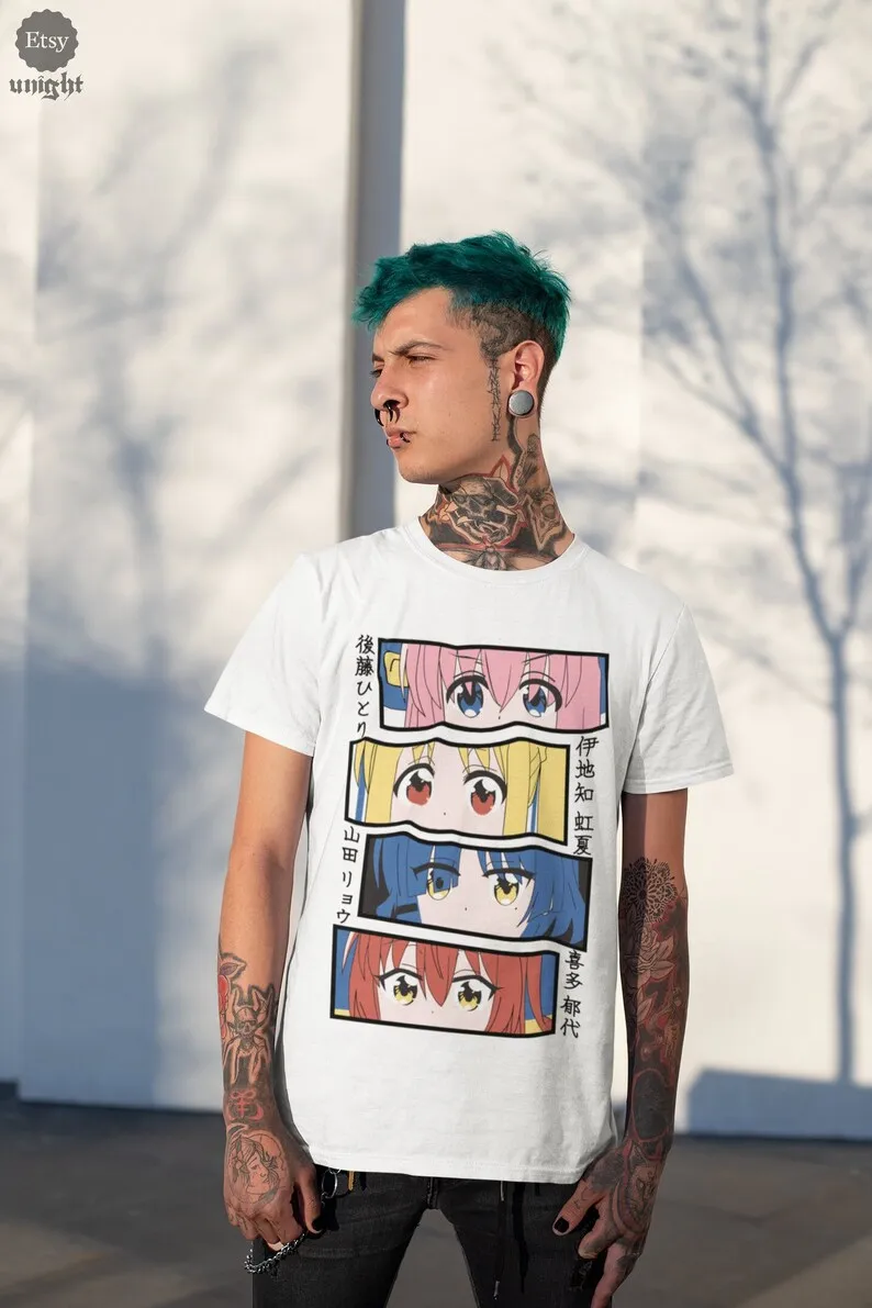 Unisex Rock Band Anime T-Shirt - Colorful Manga Musician Tee, Kawaii Character Top, Pops Apparel, Otaku Band Culture Wear