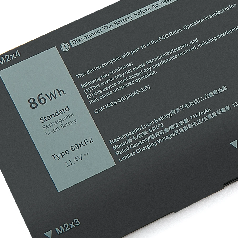 Keyuan 69KF2 7167mAh New Battery 15 9500 For Dell 5550 G15 Precision 5510 5521 High Quality G7 15 7500 70N2F