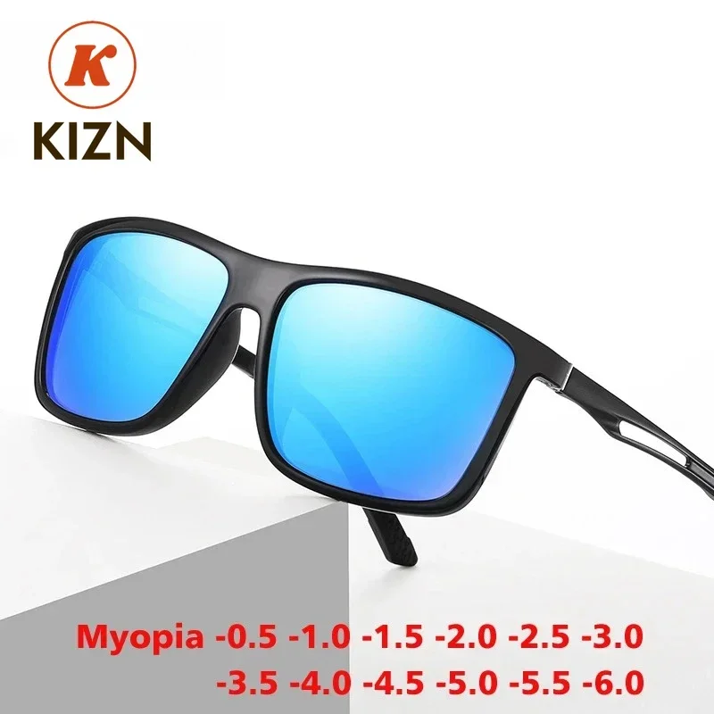 

XUKA Square Myopia Sunglasses Men Women Polarized Fashion Driving Prescription Eyewear Aluminum Magnesium Glasses -0.50 to -6.0