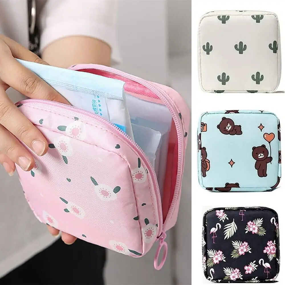 Girl Headphone Case Makeup Organizer Credit Card Holder Change Purse Tamper-Proof Storage Bag Sanitary Bag Sanitary Mat Bag