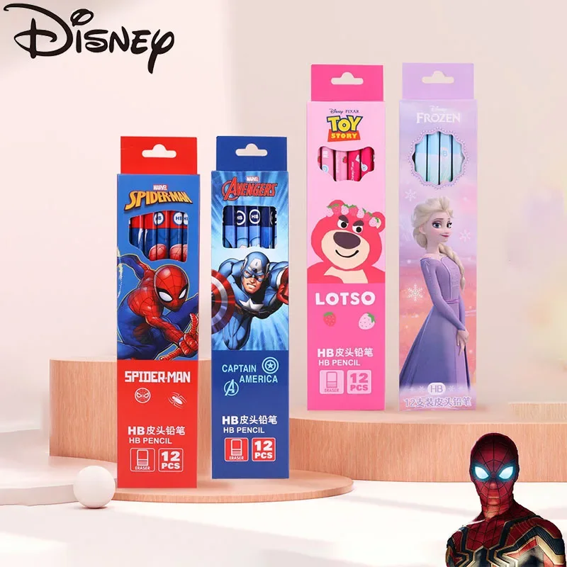 

Disney Cartoon Children's Pencil Spider-Man Elsa Captain America Elementary School Writing Pen Set School Supplies Wholesale