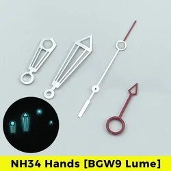 NH34A Watch Hands Set Mod for NH34 Movement SKX SSK Mod BGW9 Lume 4-hand SM DIVER300M Polished for 31mm Dials