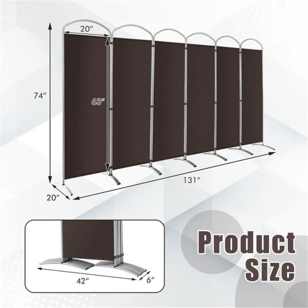 6 Panel Privacy screen Upgraded Privacy Screen Free Configuration Stable Structure and Folding Design Brown Screens