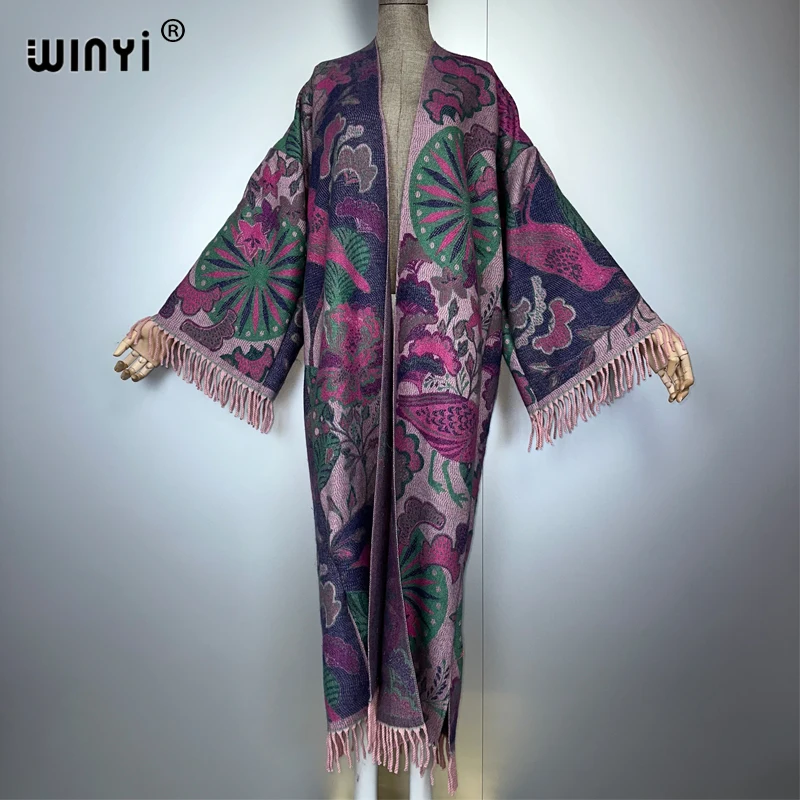 WINYI inverno autunno passerella cappotto per le donne moda stampa nappa lusso lungo soprabito spesso caldo lungo piumino giacca moda