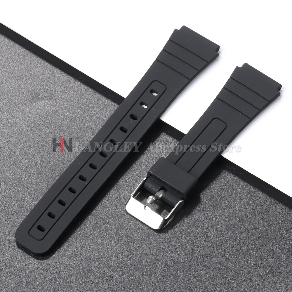 18mm Rubber Watch Strap for Casio W800H SGW400 F91W F84 F105/108/A158/168 AE1200/1300 Soft Watchband Black Silicone Men Bracelet