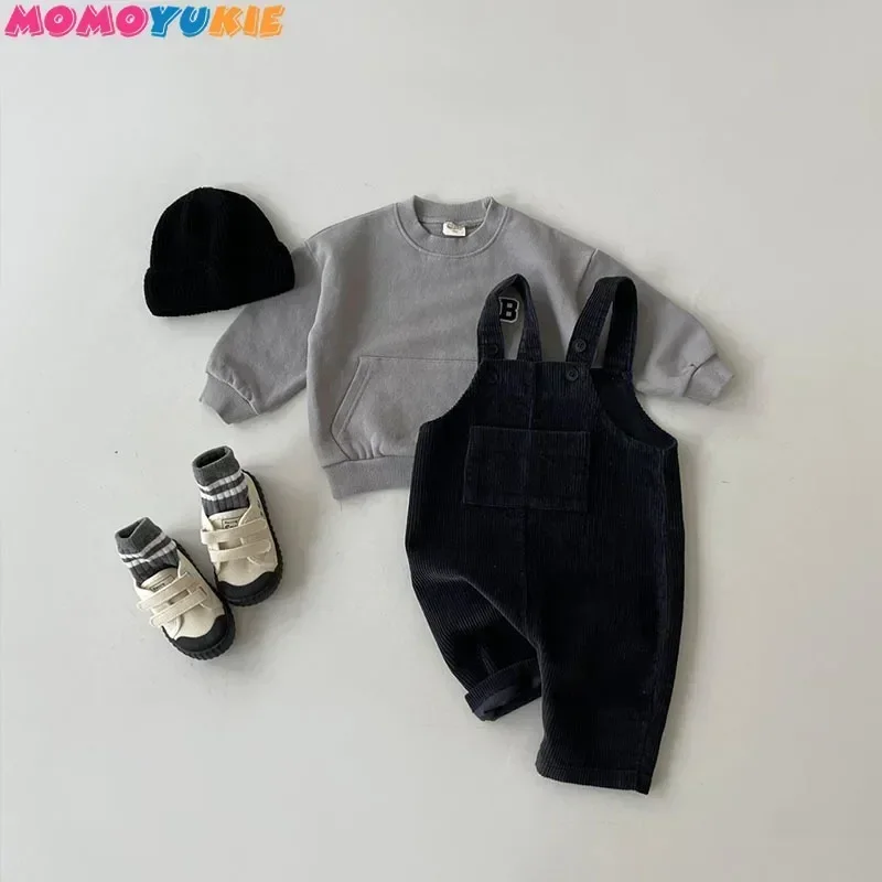 2024 Spring Autumn Children's Clothing New Style Baby and Toddler Fashion Multi-color Corduroy Casual Shoulder Straps and Pants