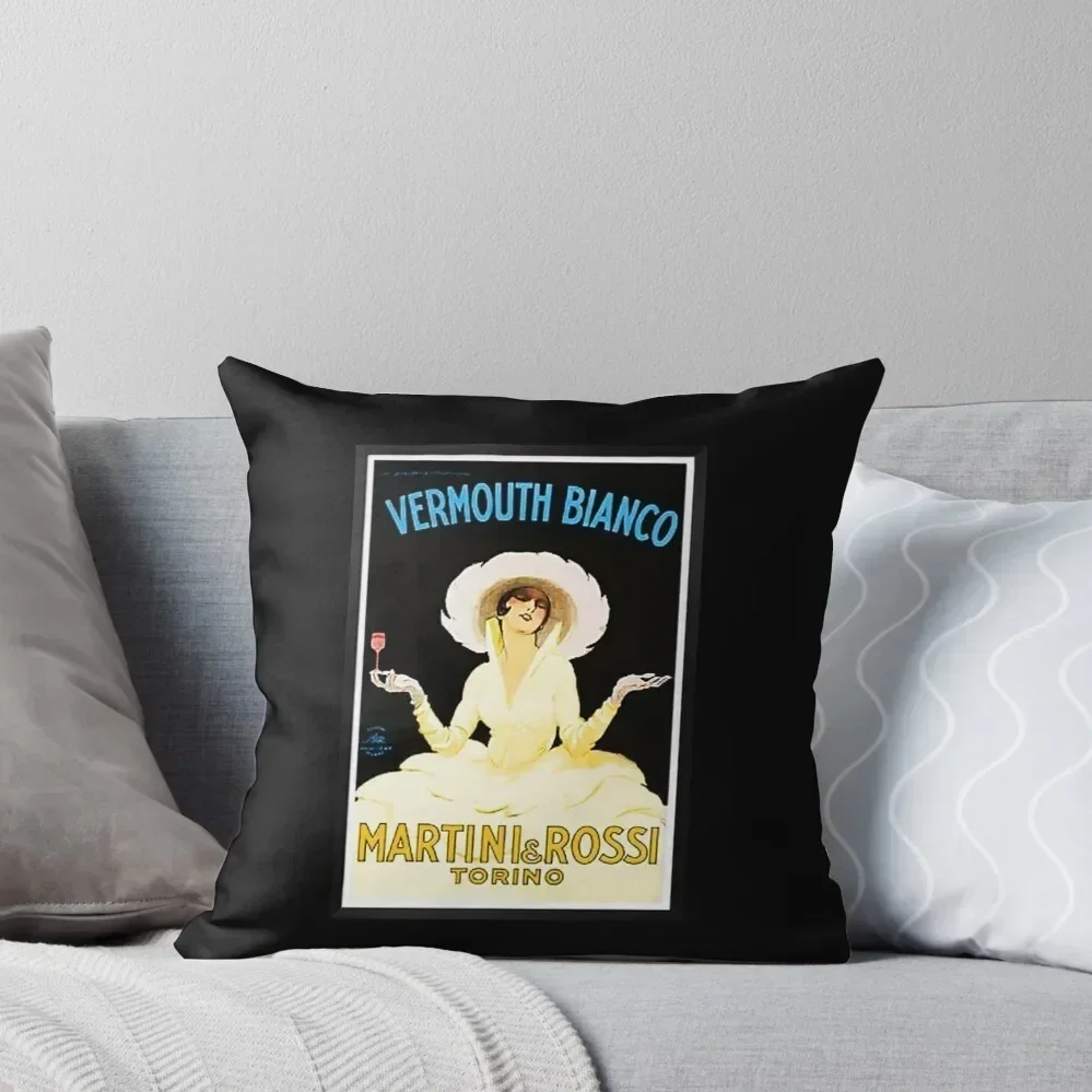 

Vintage Martini and Rossi Vermouth Bianco Lithograph Advertising Wall Art Throw Pillow Rectangular Cushion Cover pillow