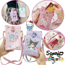 Sanrio Hello Kitty Card Holder Coin Purse Lanyard Backpacks Kids Cartoon Anime Kuromi Student Bus ID Card Bags Purse Bag Lanyard