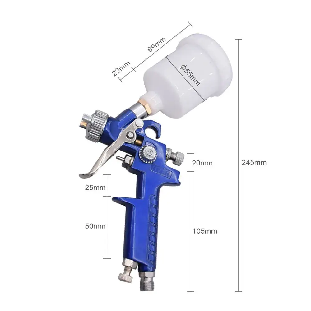 1 Set 0.8mm/1.0mm Nozzle H-2000 Professional HVLP Mini Paint Spray Gun Airbrush For Painting Car Aerograph Pneumatic Gun