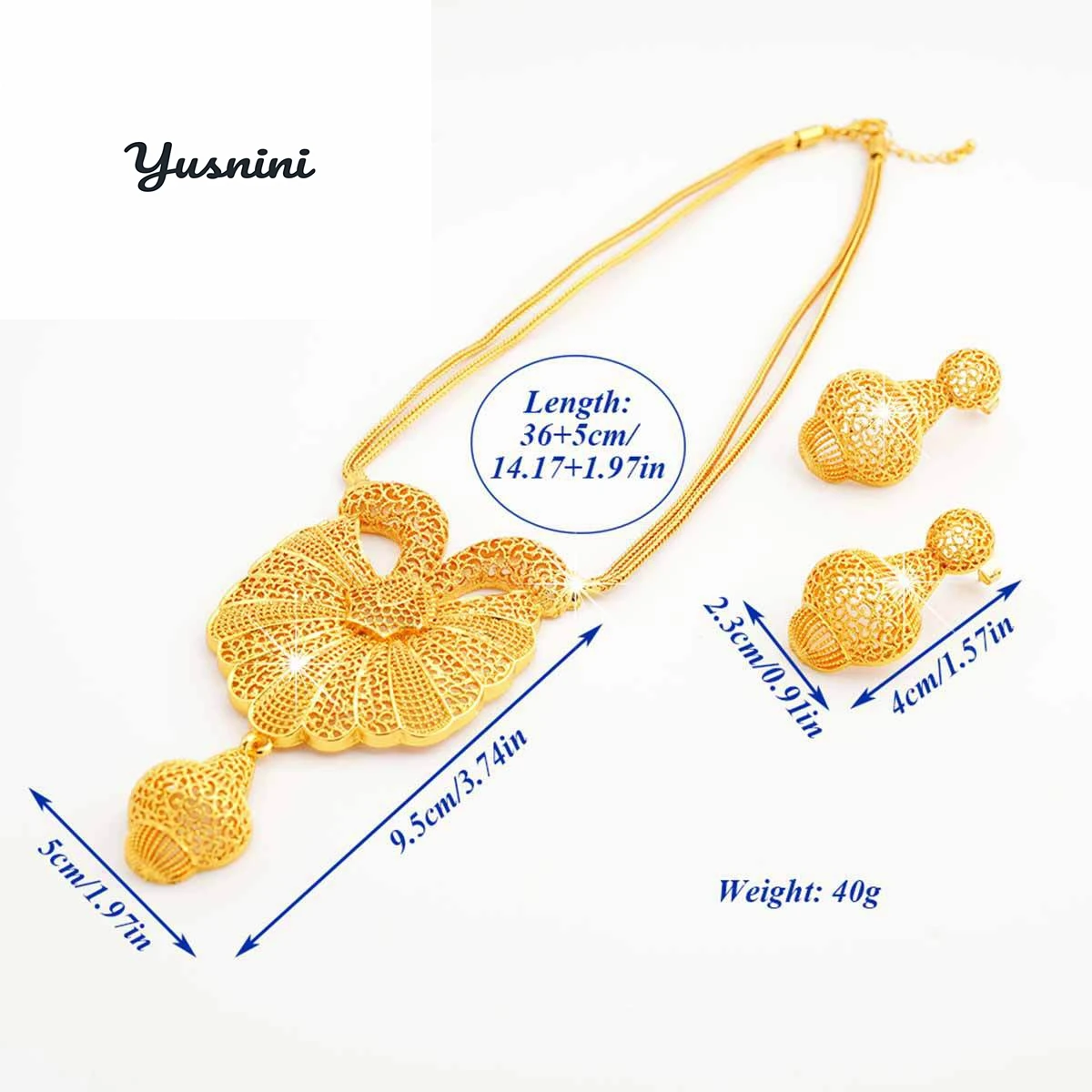 Fashion European American 24K Gold Plated Customized Necklace Earrings for Couples' Wedding Christmas Gift Jewelry DD10932