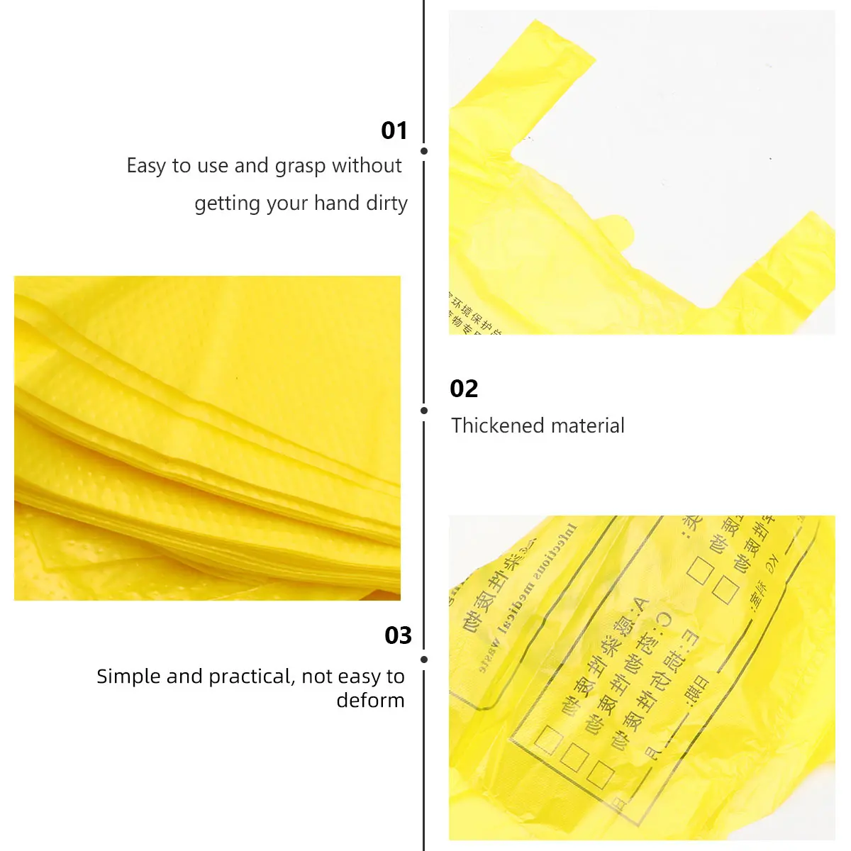 

100Pcs Medical Waste Bags Thickened Design Durable Safe Large Capacity Hospital Clinic Garbage Rubbish Storage Trash Bag