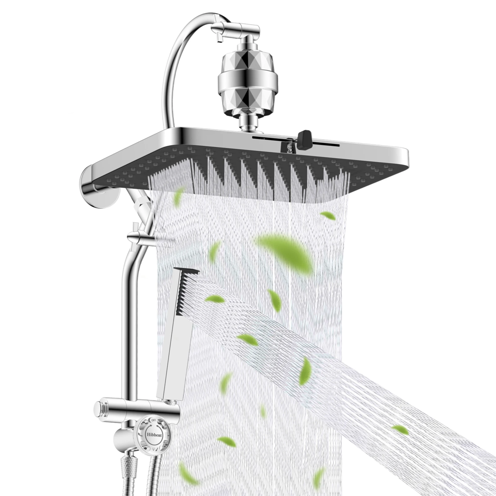 

5-spray Filtered Rainfall Shower Head Combo, High Pressure 13'' Showerhead with Stainless Steel 4 Spray Modes Handheld