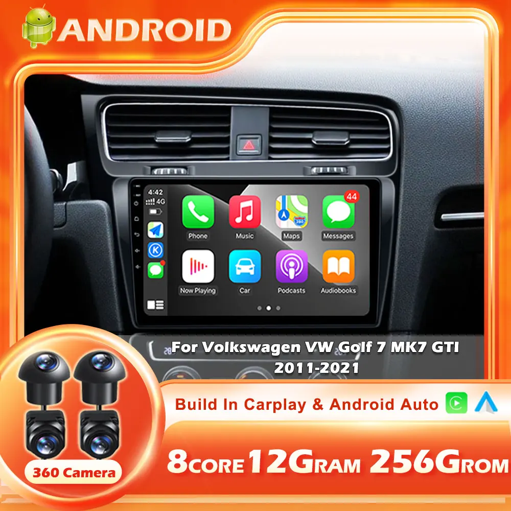 Car Radio For Volkswagen VW Golf 7 MK7 GTI 2012 - 2020 Wireless Carplay Android Auto Video Multimedia Car Stereo NO 2 Din DVD