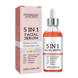 5 In 1 Fade fine lines Firming Face Serum Moisturizing brightning Vitamin C Hyaluronic Acid Facial Serum Shrink Pores Skin New