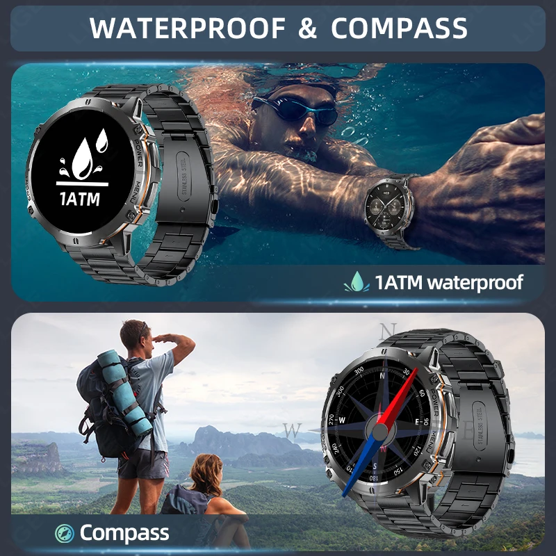 LIGE جديد لتحديد المواقع المقتفي AMOLED شاشة Smartwatch الرجال 900mAh بطارية البوصلة رجل الساعات مراقبة الصحة بلوتوث دعوة الساعات الذكية