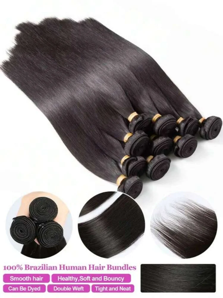 40 42 Polegada feixes de cabelo humano longo em linha reta natural cabelo virgem brasileiro 1/3/4 pacotes extensões de cabelo trama dupla molhado e ondulado