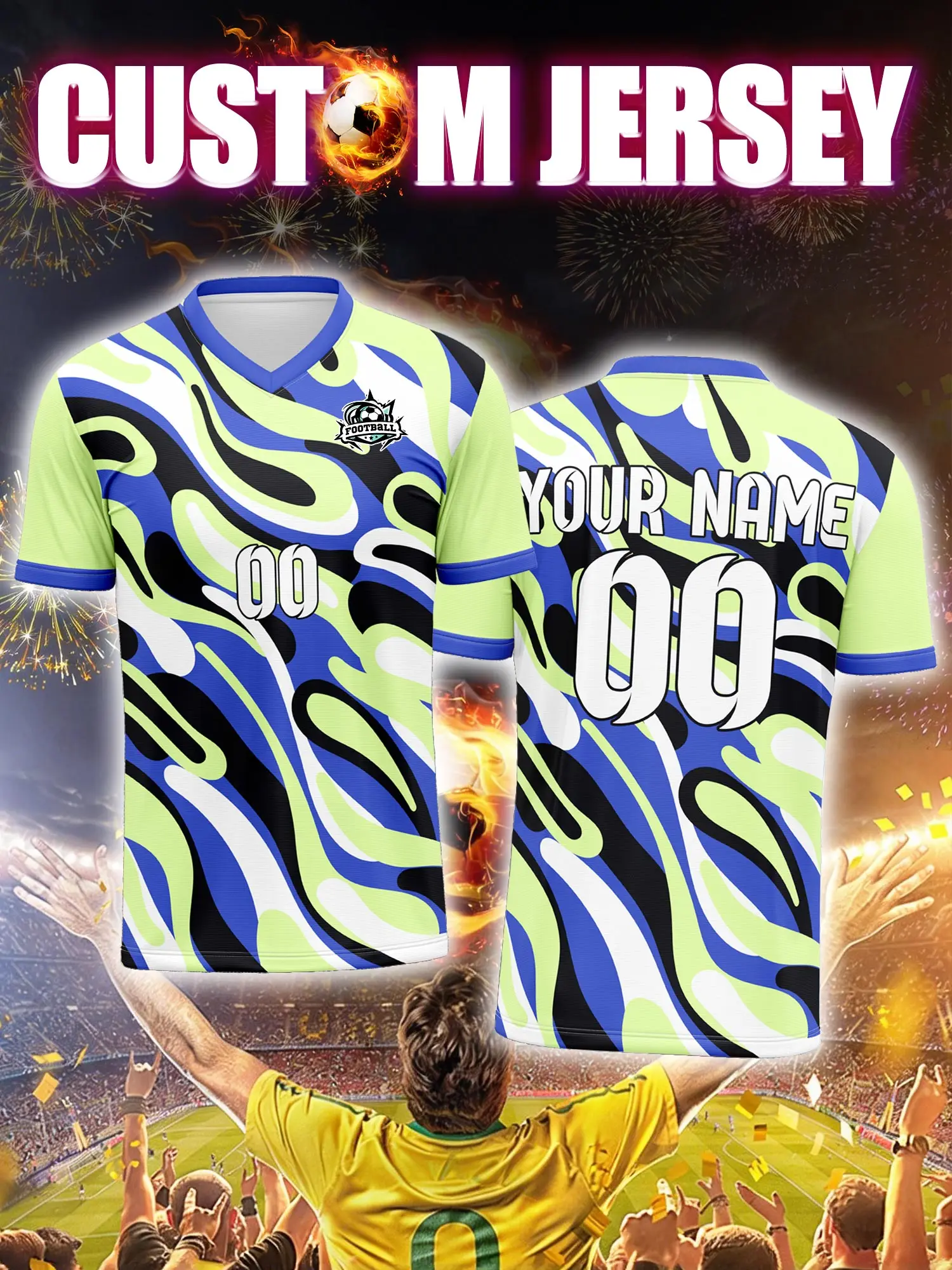 

Футболка для футбола с индивидуальным изображением, номером и именем, спортивная, облегающая, свободного кроя, униформа для болельщиков.