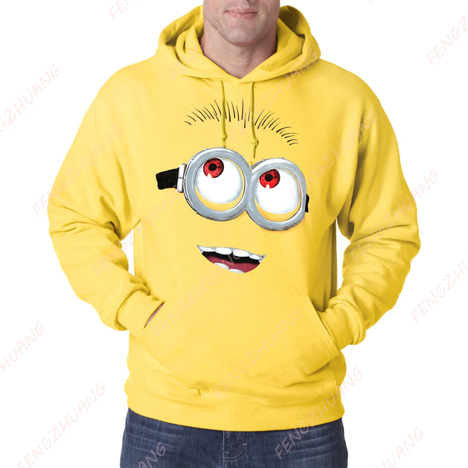 2024 New Despicable Me Minion Face Hoodie Oversized Cotton Hoodie Cosplay For Kids/Adult Heavy Loose Casual Sportwear