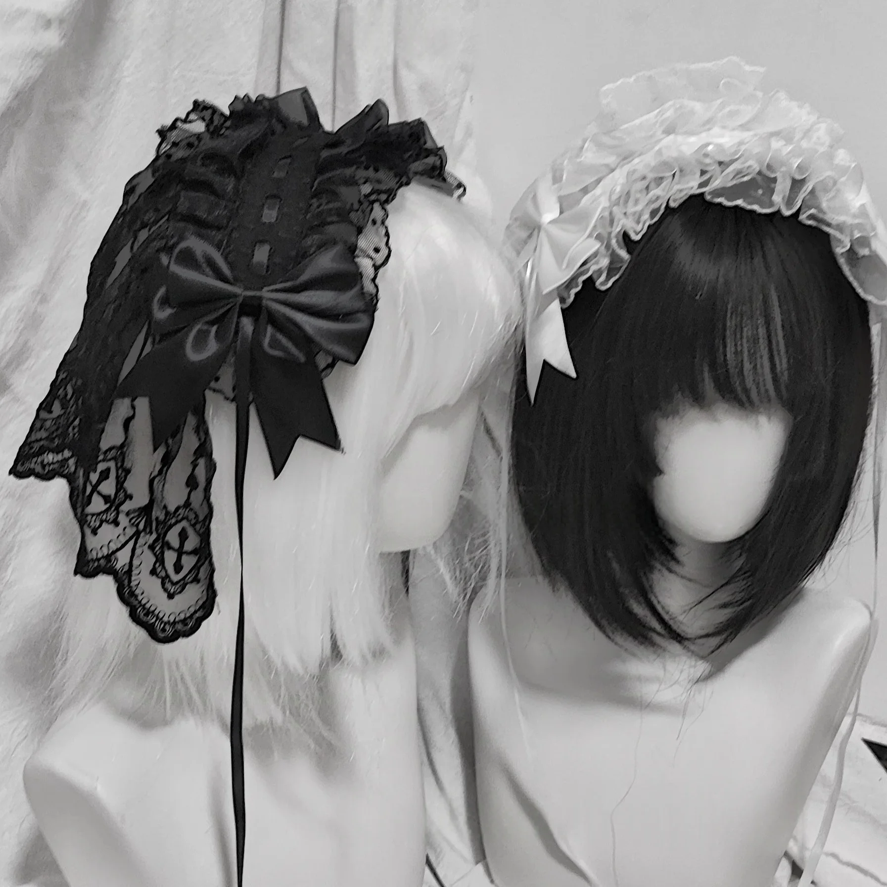 

4 Types Original Lolita Bridal Veil Versatile Headband Gothic Dark Lace Angel Headpiece Lolita Cosplay Ruffled Hair Accessory