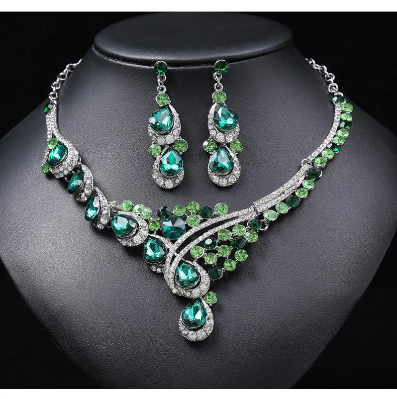 

Accessories retro necklace set female luxury crystal banquet dress accessories collarbone chain manufacturer