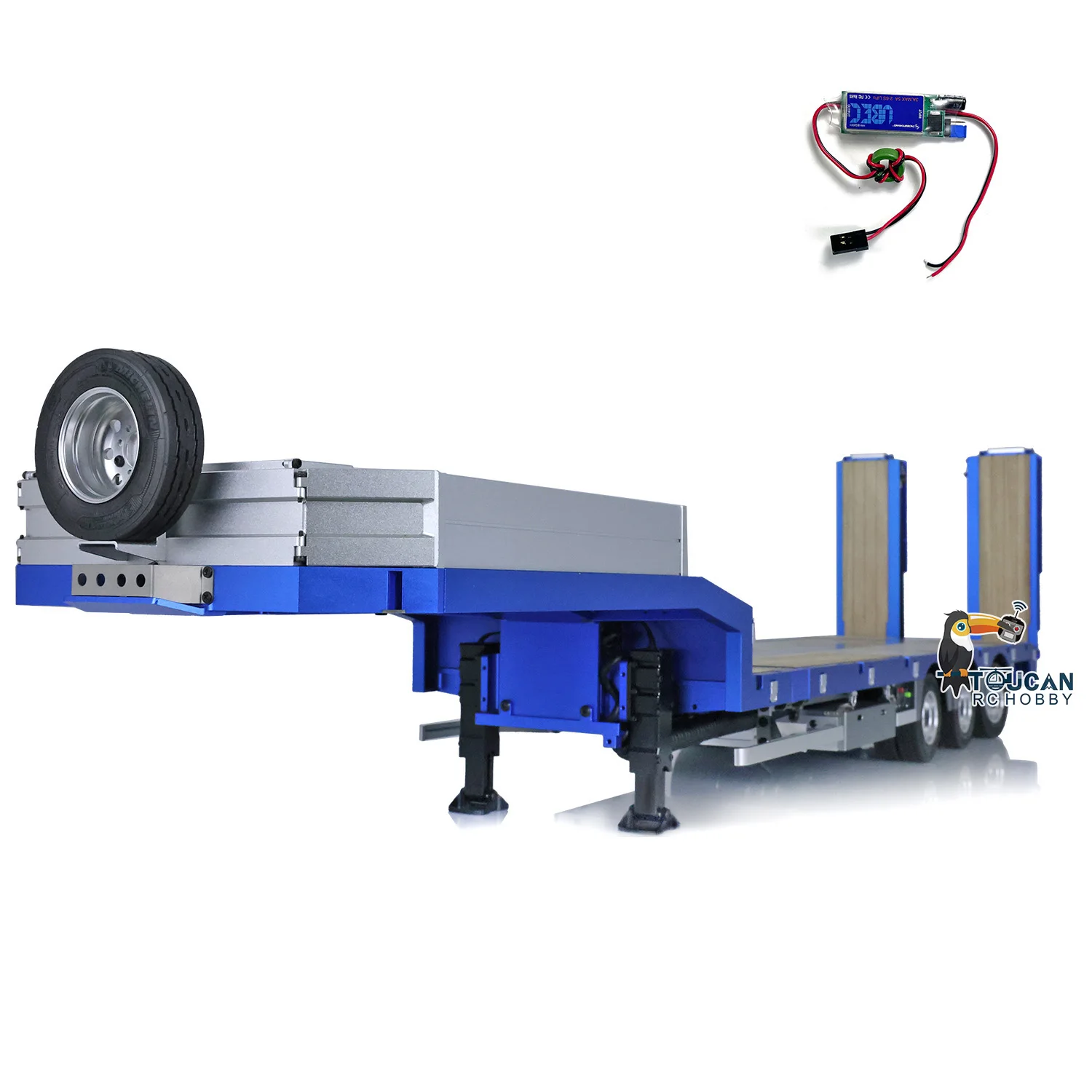 NOOXION 1/14 Rimorchio a collo di cigno a 3 assi Rimorchi CNC in metallo UBEC per camion trattori RC Modello di auto Giocattolo dipinto con servo