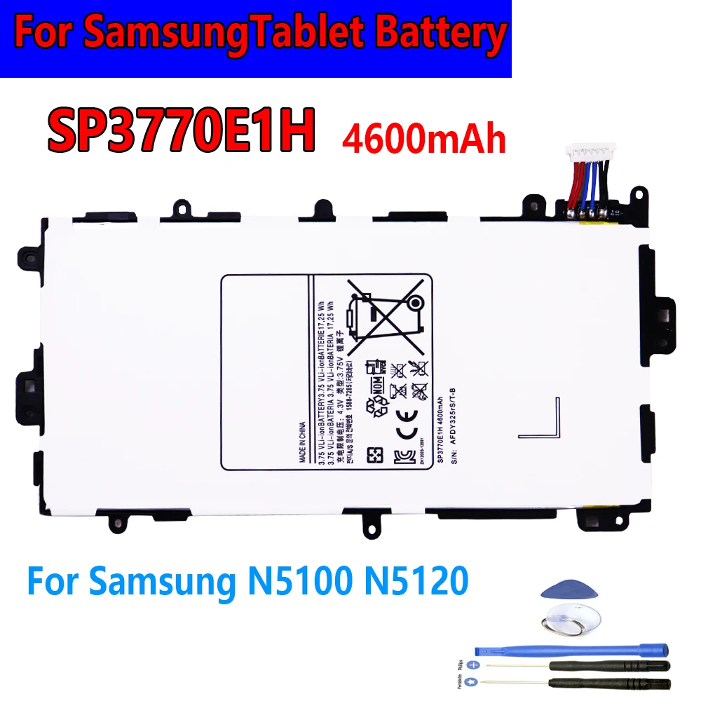 

For SamsungTablet Battery SP3770E1H 3.75V 17.25Wh 4600mAh Rechargeable Tablet Battery For Samsung N5100 N5120