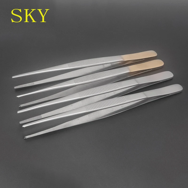 Stainless Steel Tweezers Straight Head Elbow Accessories Tweezers Tissue Tweezers With And Without Hooks With And Without Teeth