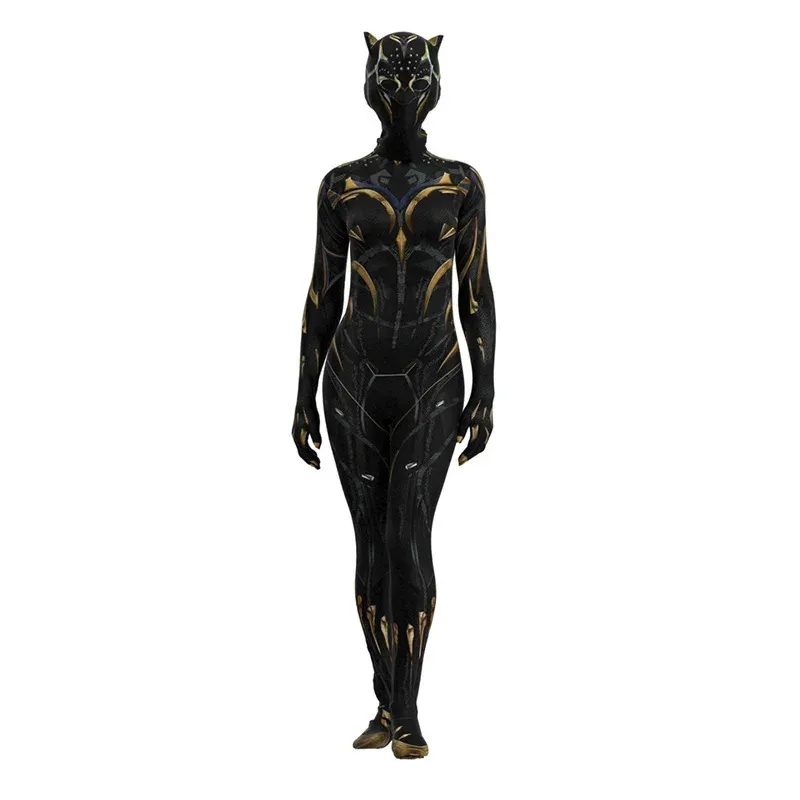 Costume da pantera nera Wakanda Forever Anime Supereroe Cosplay Tuta Tuta Zentai Suit Costume di Halloween Maschera Bambini Adulti