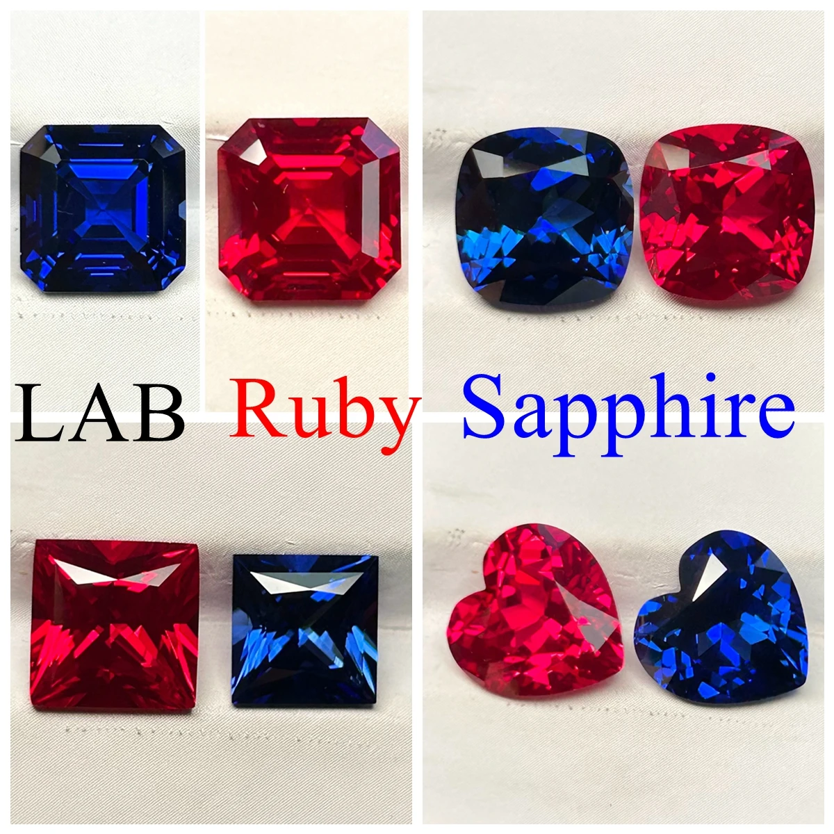 

Mosangna Heart Asscher Подушка принцессы огранки 3X3-12X12 мм выращенный в лаборатории корунд красный рубин королевский синий сапфир драгоценный камень