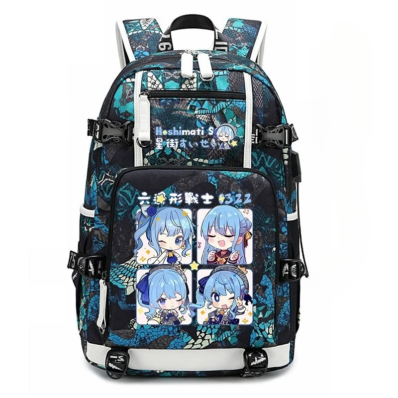 Neuer Hoshimachi Suisei Rucksack mit Hochwertiger Farbgebung, Animationsmotiv, Großem Fassungsvermögen, Tragbar und Wasserabweisend für die Schule – Detail 2