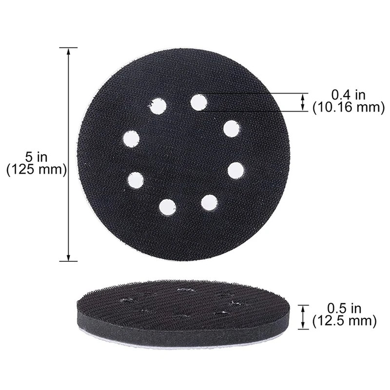 6PCS 5 Inch(125Mm) 8-Hole Soft Sponge Interface Pad For Sanding Pads And Hook&Loop Sanding Discs For Surface Polishing