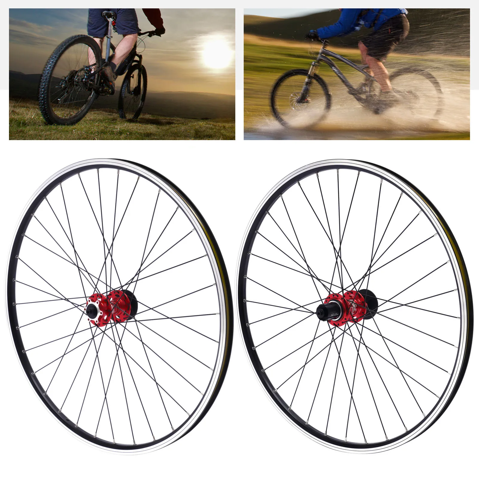 29 Inch Mountain Bike Wheel Set Disc Brake MTB  Double Six-hole Wheels Set Front & Rear Hub Rim Wheel Set