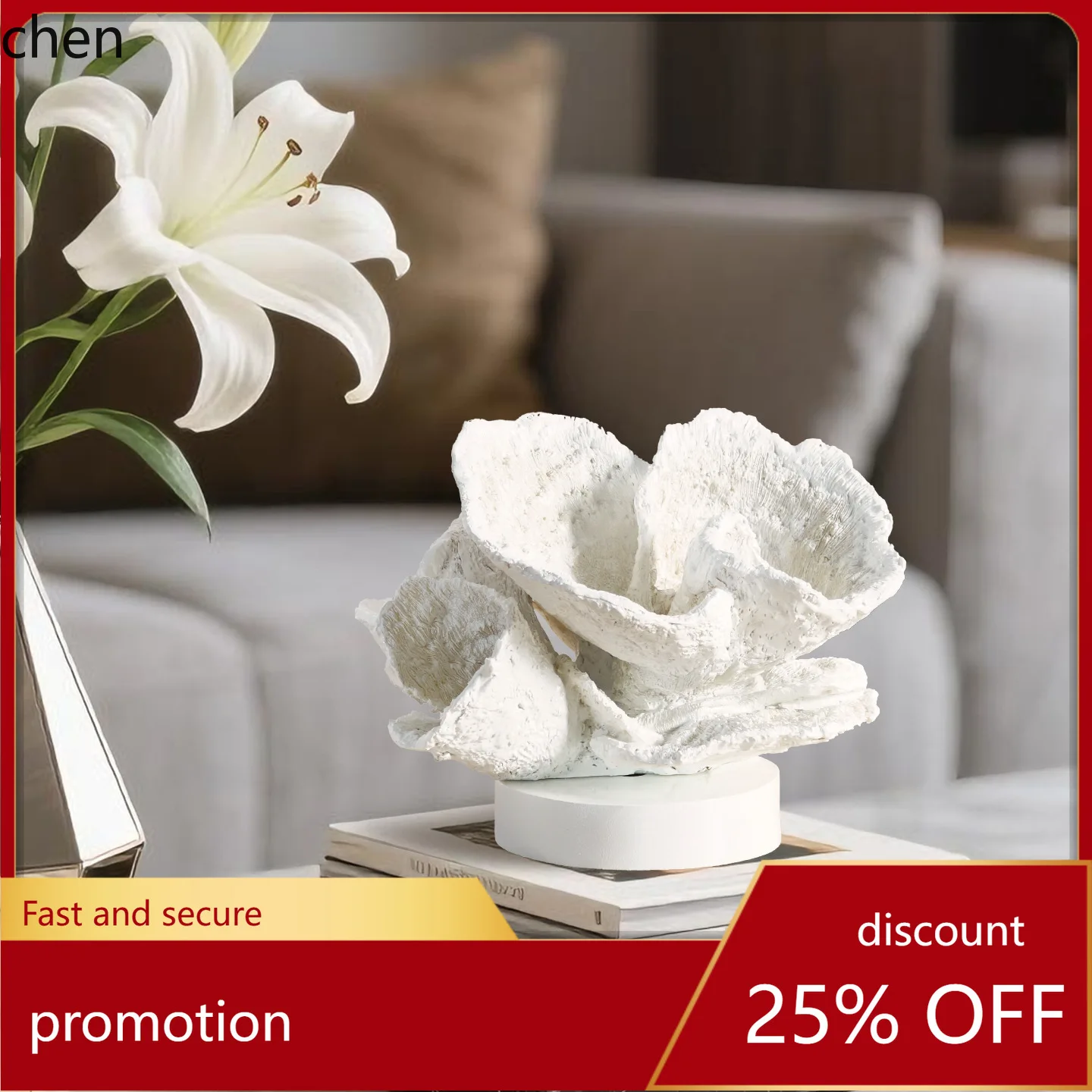 

HT Modern Minimalist Style Creative Resin Coral Ornament Wine Cabinet Study Living Room Decoration Craft Ornament