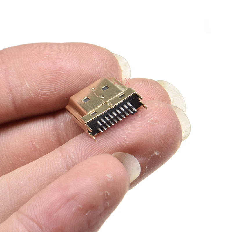 5/10/50pcs Hdmi Male Jack/Plug Connector 19pin 19p 1.6mm 180 Degree Gold-Plated Hd 19 Pin