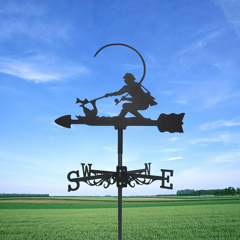 Rust-Proof Metal Fisherman Weather Vane - Outdoor Decorative Wind Direction Indicator for Garden, Patio, Farmhouse & Barn