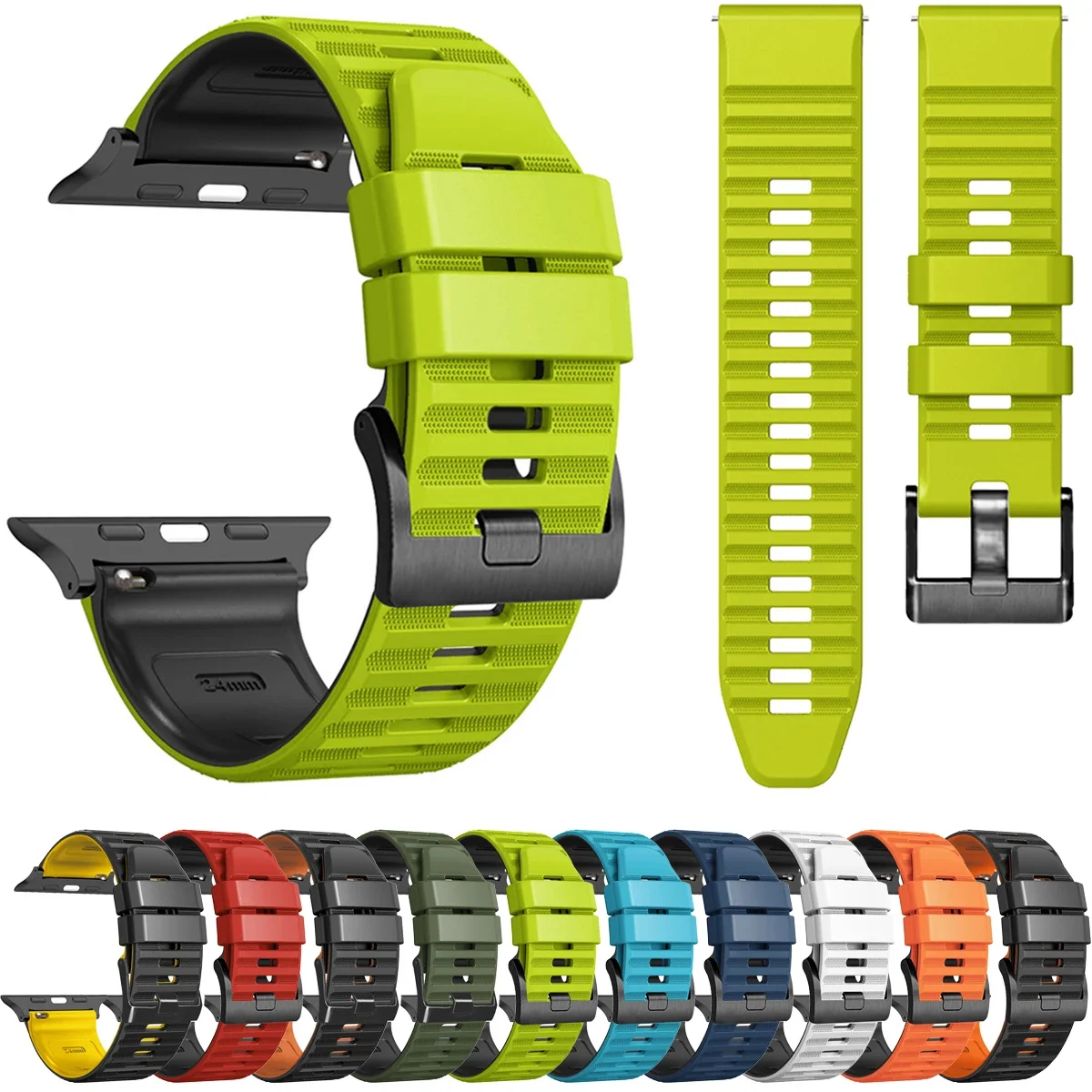 

Silicone Strap For Apple Watch Band 44 45 42mm Sport Wristband Bracelet for IWatch Series Se 9 8 7 6 5 Ultra 2 49mm Accessories