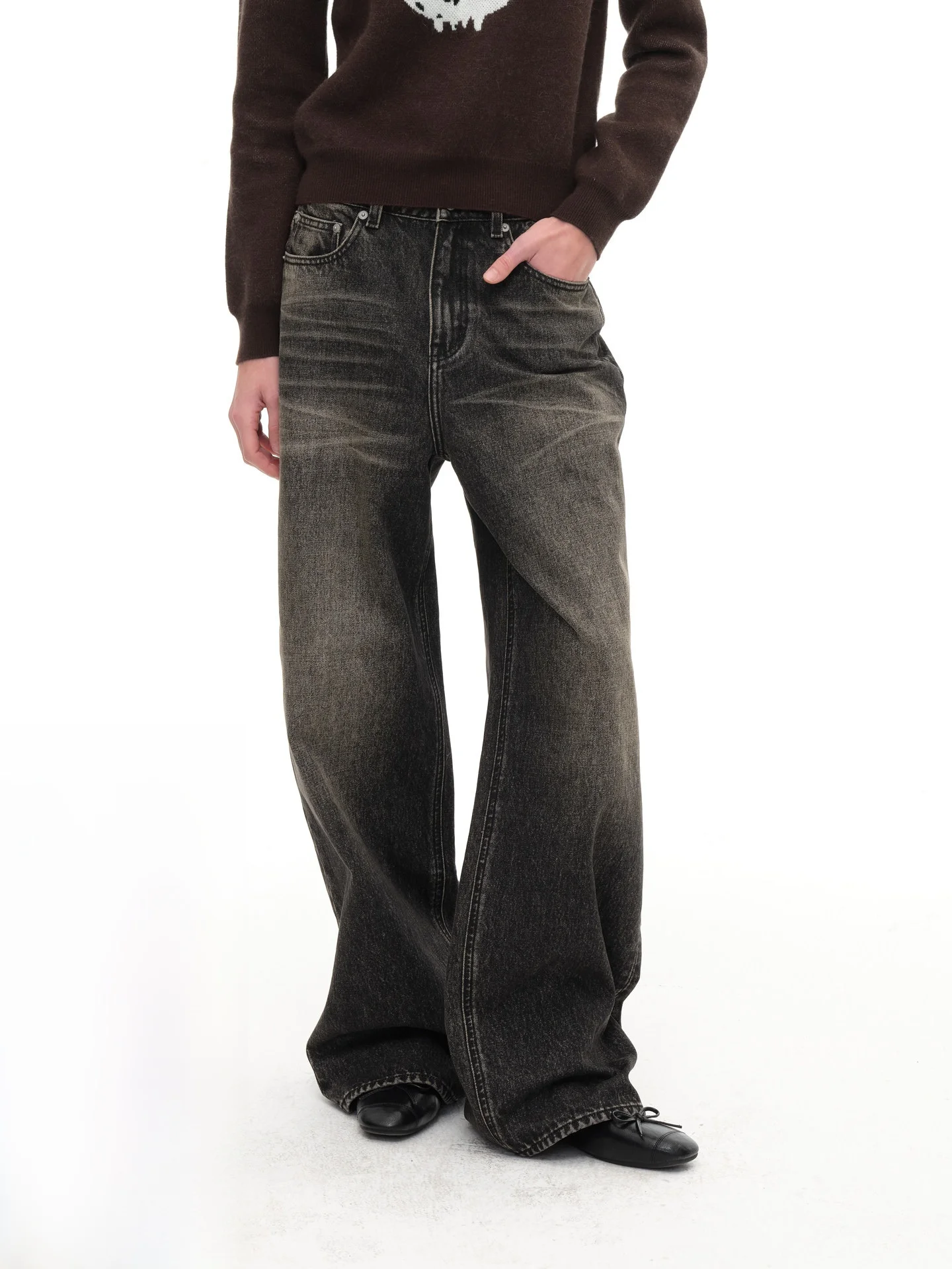 

Jcaesar Women's Vintage Waed Brown Denim Jeans Straight Leg l Cotton Casual Fem Premium Faion