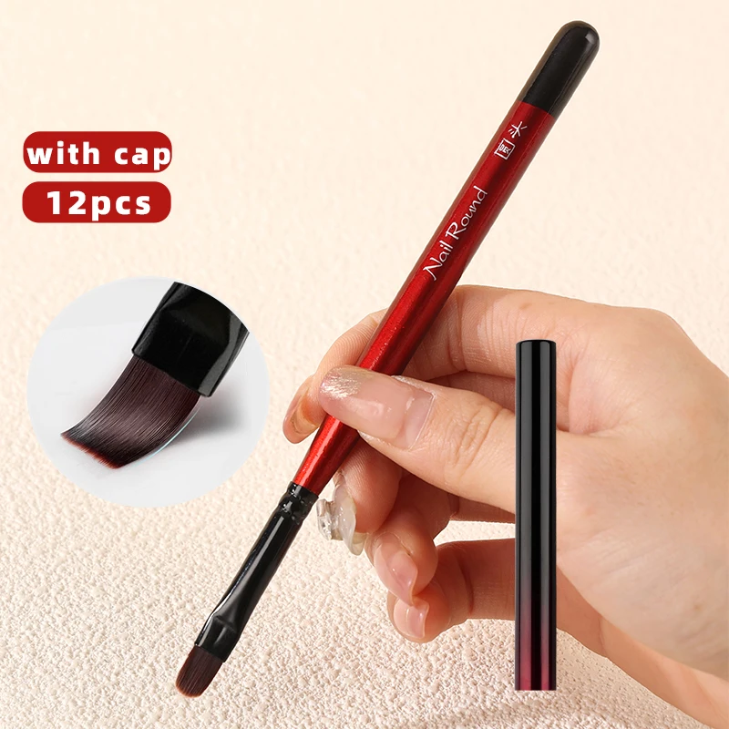 Sweet-Z 1/12Pcs Nail Brush Set Nylon Nail Brushes Painted wooden handle Gel Nail Design Brushes Art Pen Nails Tools Wholesale