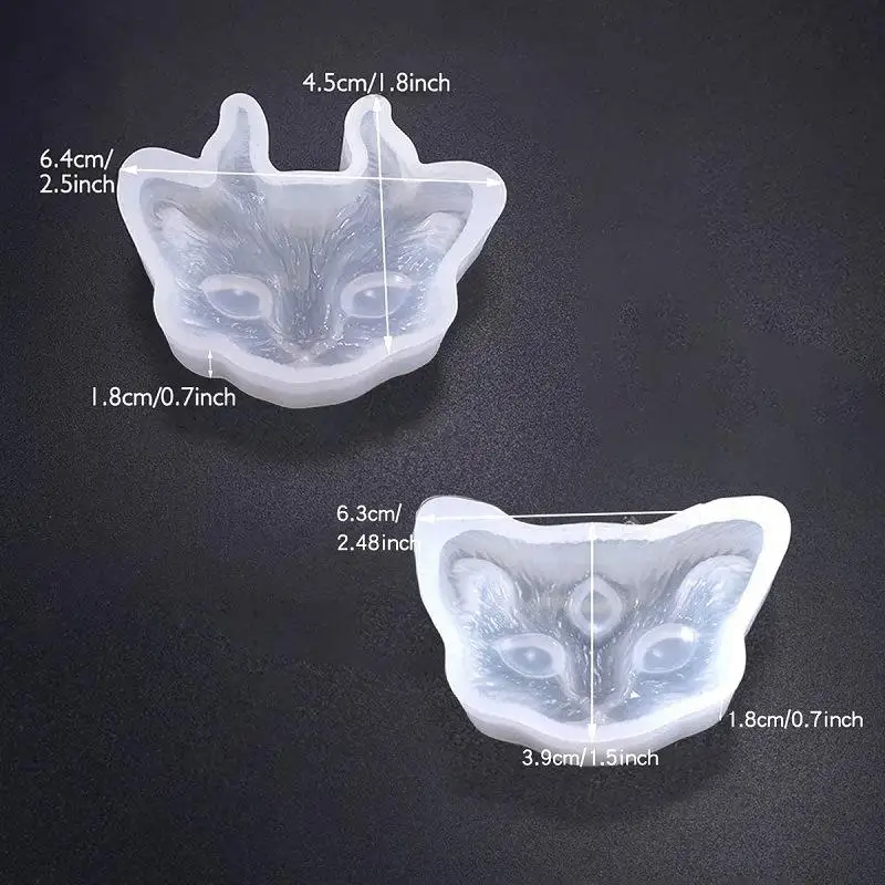 ثلاثية الأبعاد مكعب شفاف سيليكون قالب الكعكة 2/3-عين الشيطان القطط رئيس قالب كعكة صنع تزيين لتقوم بها بنفسك قالب الحرفية #5